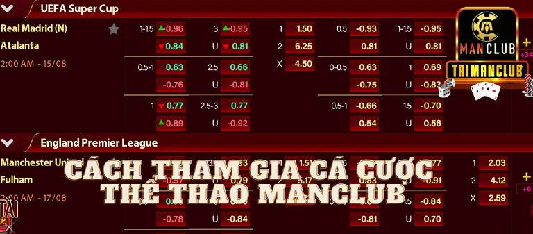 Cách tham gia cá cược thể thao MANCLUB